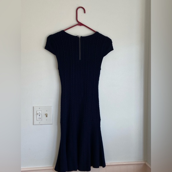 Alice + Olivia Blue Mini Cable Knit Wool Sweater Dress - Picture 4 of 8